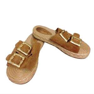Schutz Enola Rope Flat Sandals Double Straps Honey Brown Sandals size 9.5 B